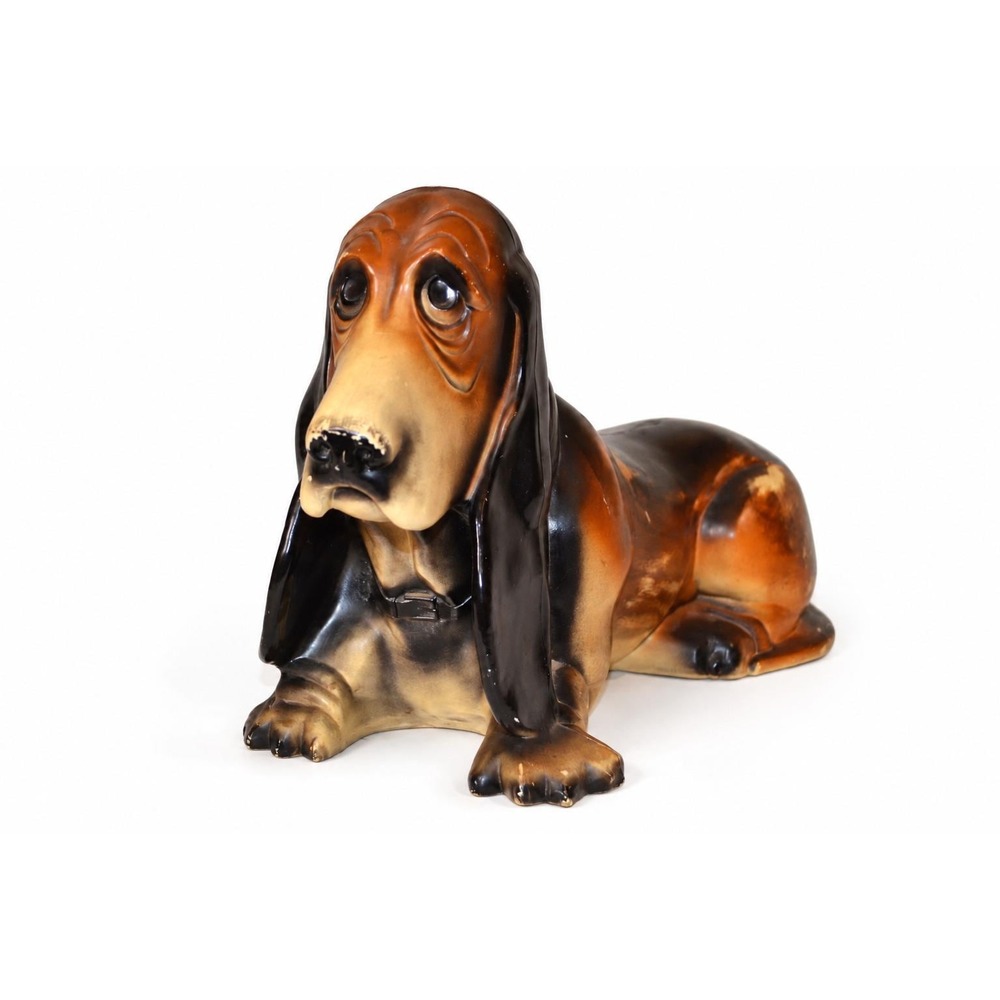 VTG 1960s Union Products Basset Hound Dog Coin Bank Molded Plastic, w/ Plug, USA